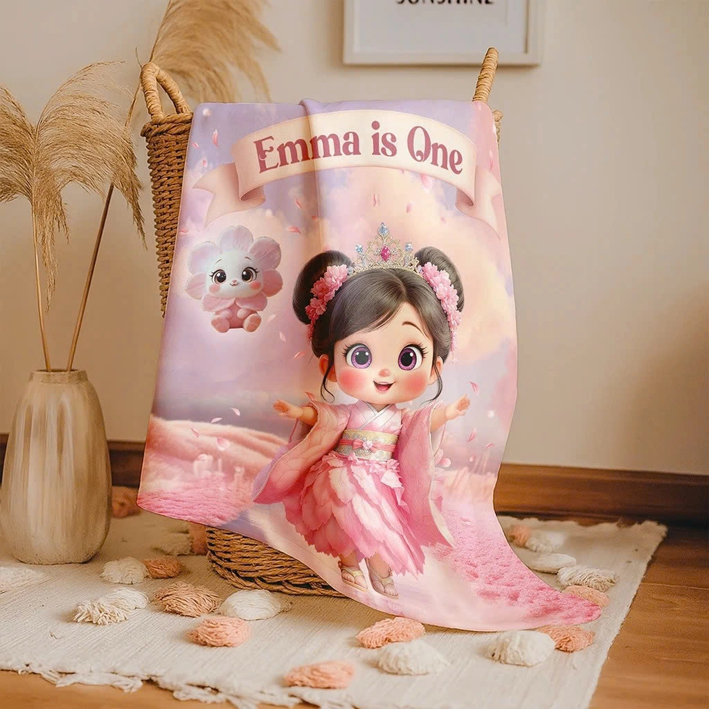 Personalized Cherry Blossom Blanket for Baby
