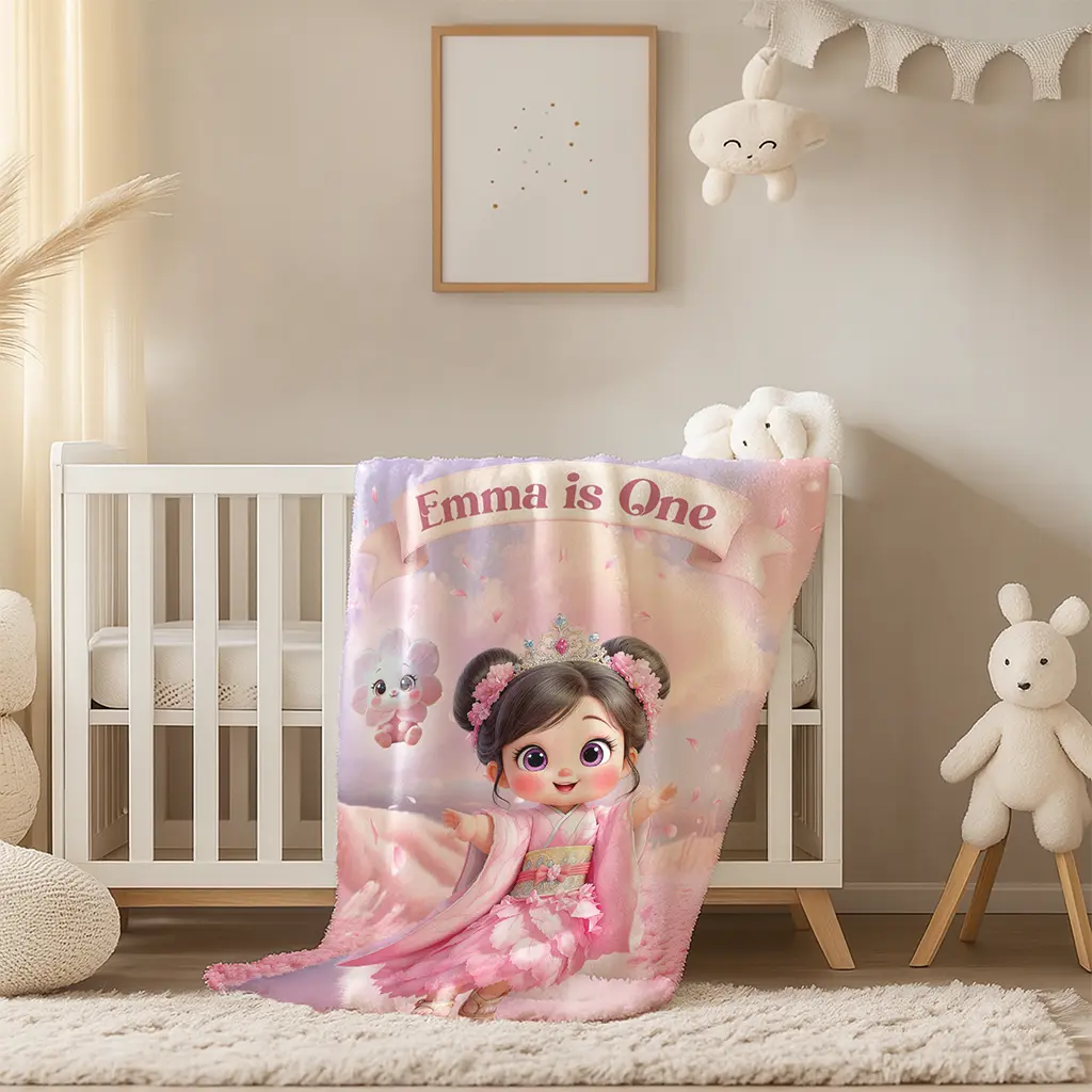 Personalized Cherry Blossom Blanket for Baby