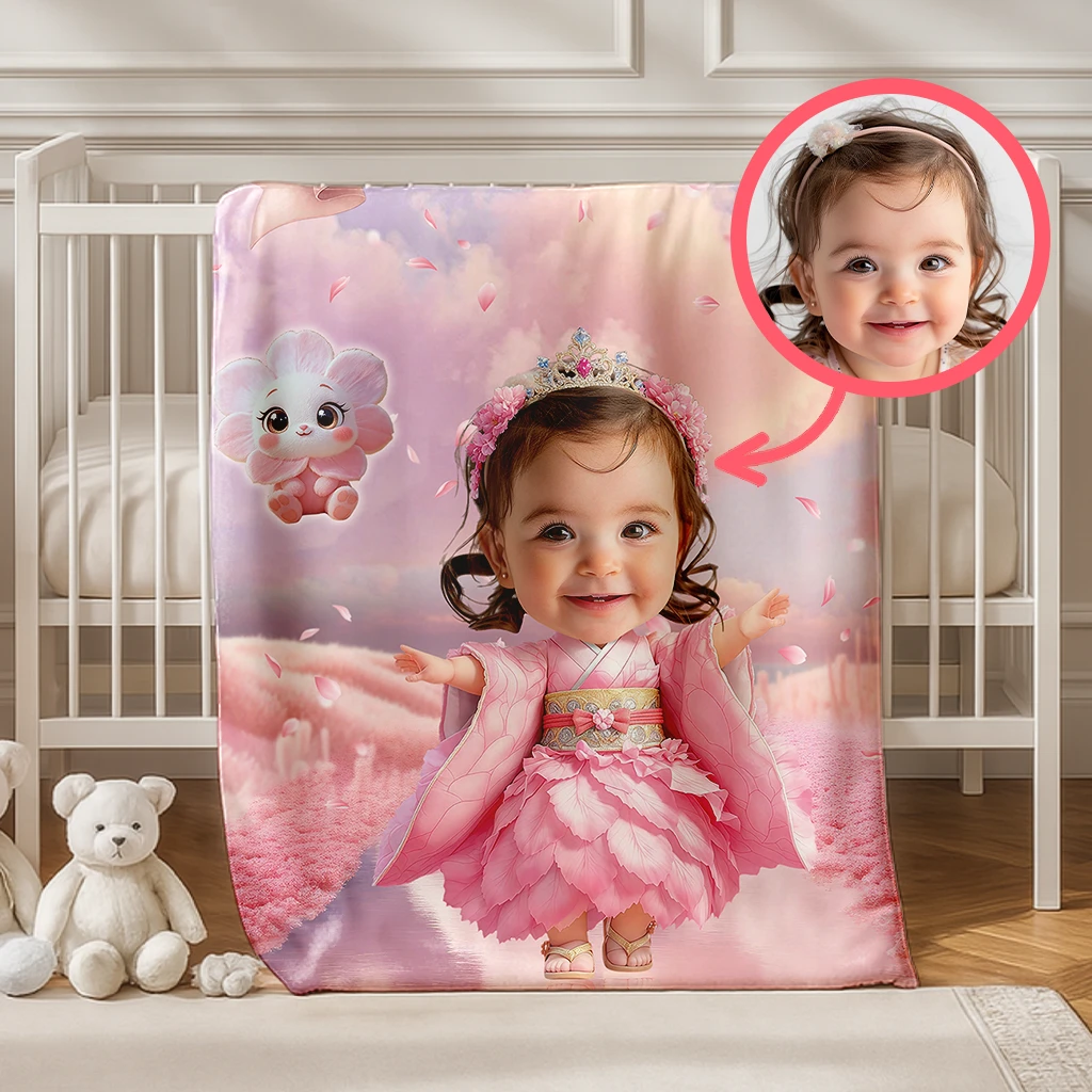 Personalized Cherry Blossom Blanket for Baby | Gift for a Graceful Soul | Elegant-Themed Nursery Comfort