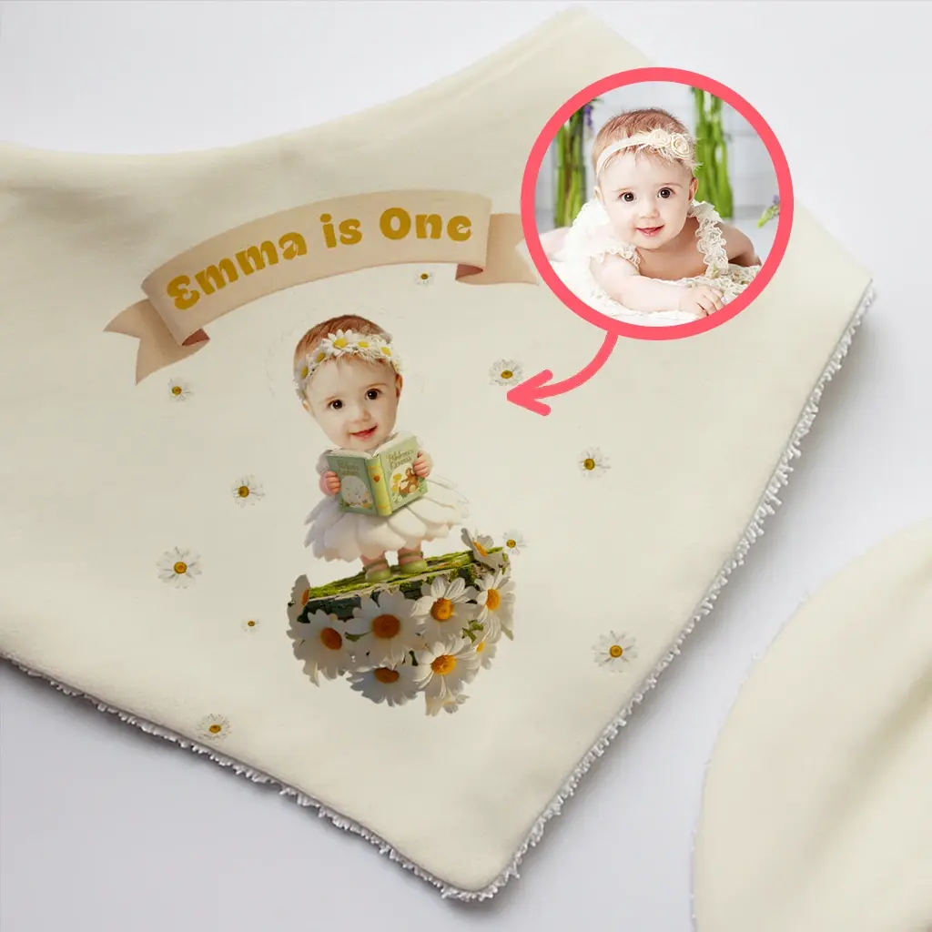 Personalized Daisy Baby Bib for Kids| Sunshine Heart Happy Meadow Dreams Customized Special Decor Room & Birthday Gifts