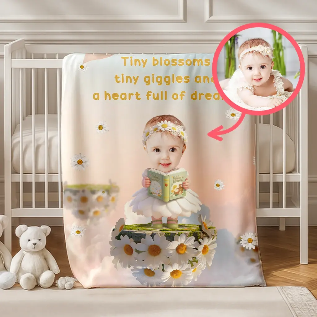Personalized Daisy Blanket for Baby | Gift for a Sweet Soul | Cheerful-Themed Nursery Comfort