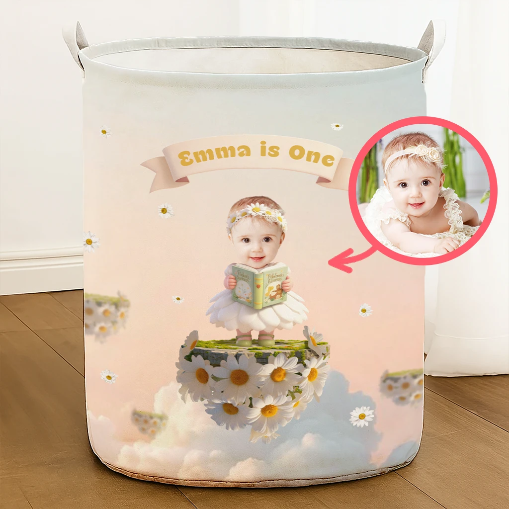 Personalized Daisy Laundry Basket for Kids | A Cheerful Gift for a Happy Child | Cute Room Decor & Storage