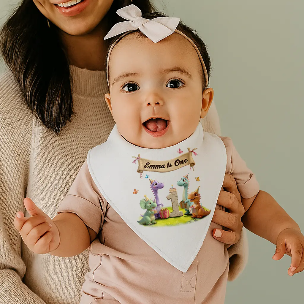 Personalized Dino Gift Party Baby Bib | The Perfect Gift for a Dino-Mite Celebration | Custom Birthday Keepsake