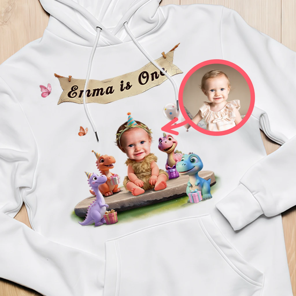 Personalized Dino With Baby Hoodie for Kids | A Sweet Gift for Little Ones | Adorable Kids’ Apparel