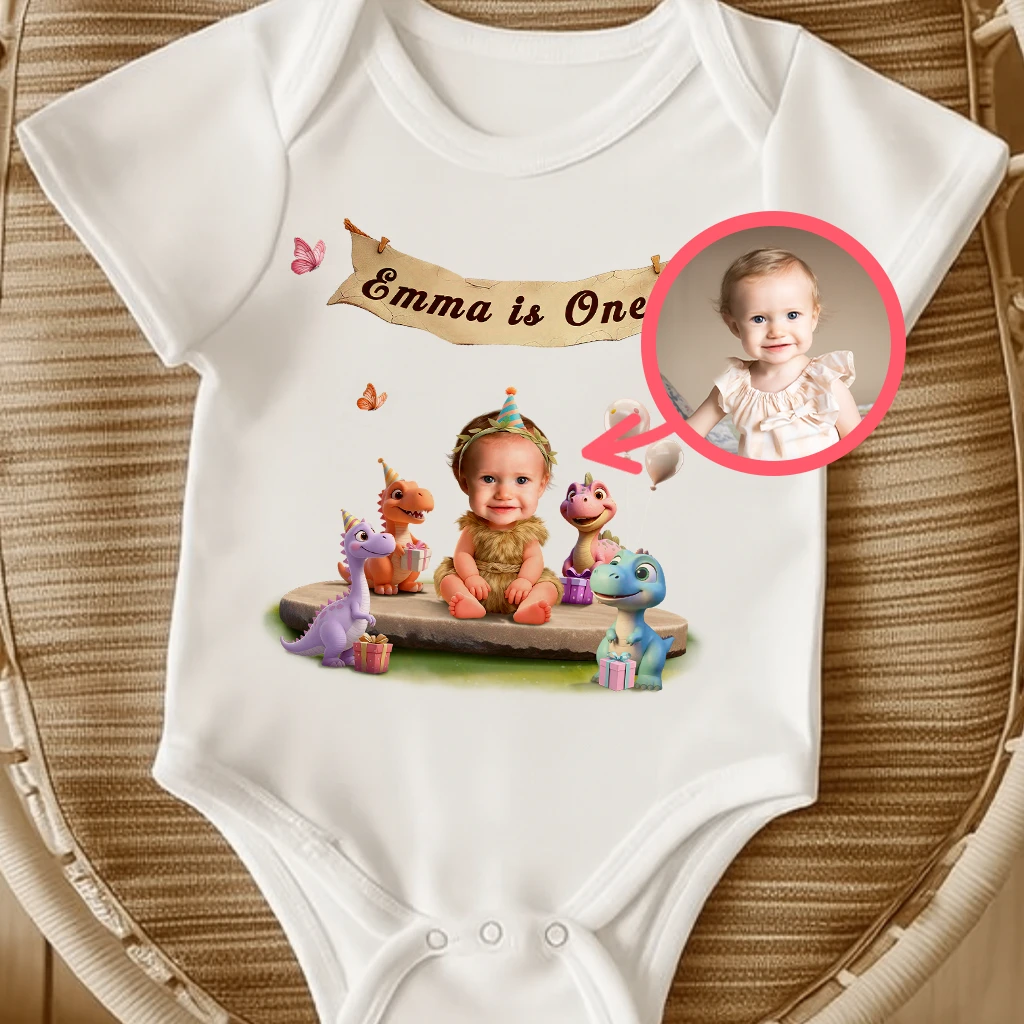 Personalized Dino With Baby Onesie for Kids | A Sweet Gift for Little Nurturers | Family Baby Apparel