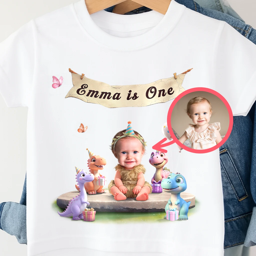 Personalized Dino With Baby T-Shirt for Kids | An Adorable Gift for a Growing Family | Cute Sibling Announcement Tee