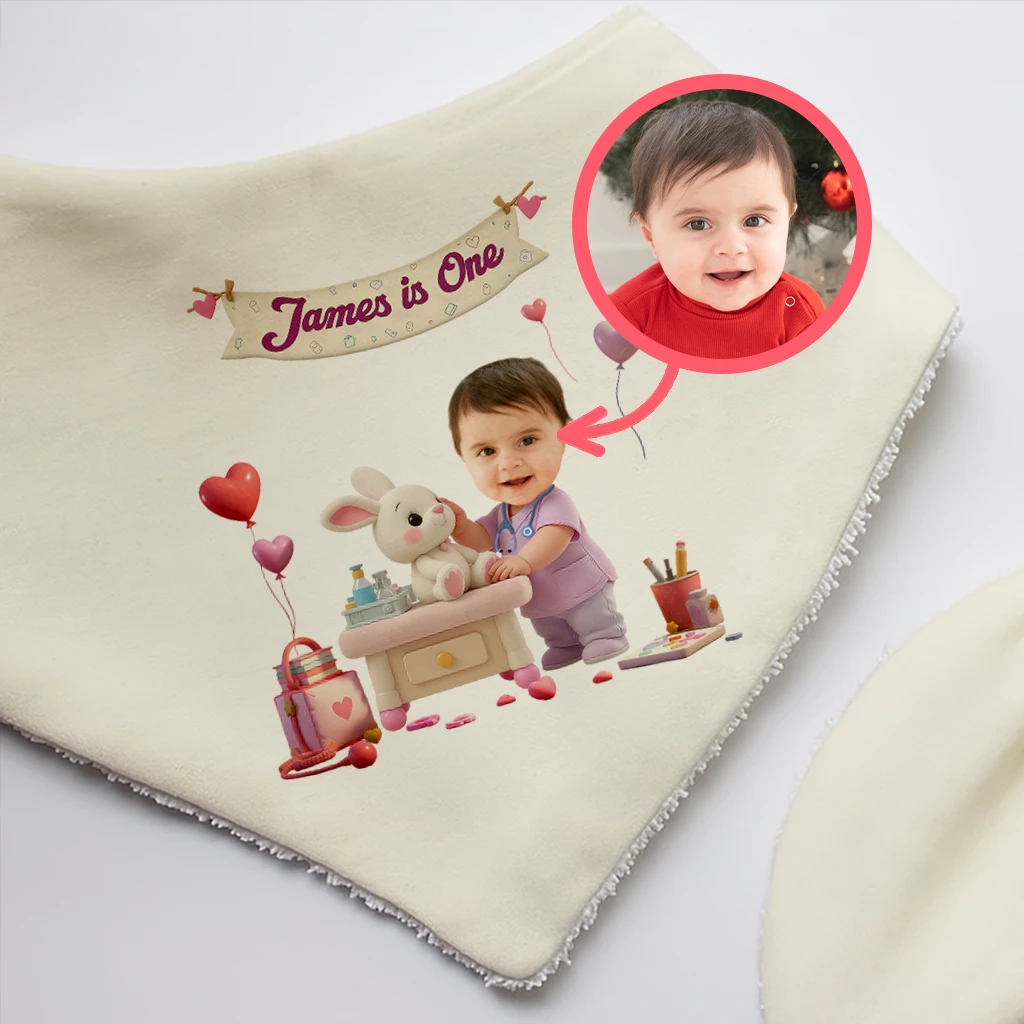 Personalized Doctor Baby Bib for Kids| Little Healer Compassionate Care Dreams Customized Special Decor Room & Birthday Gifts