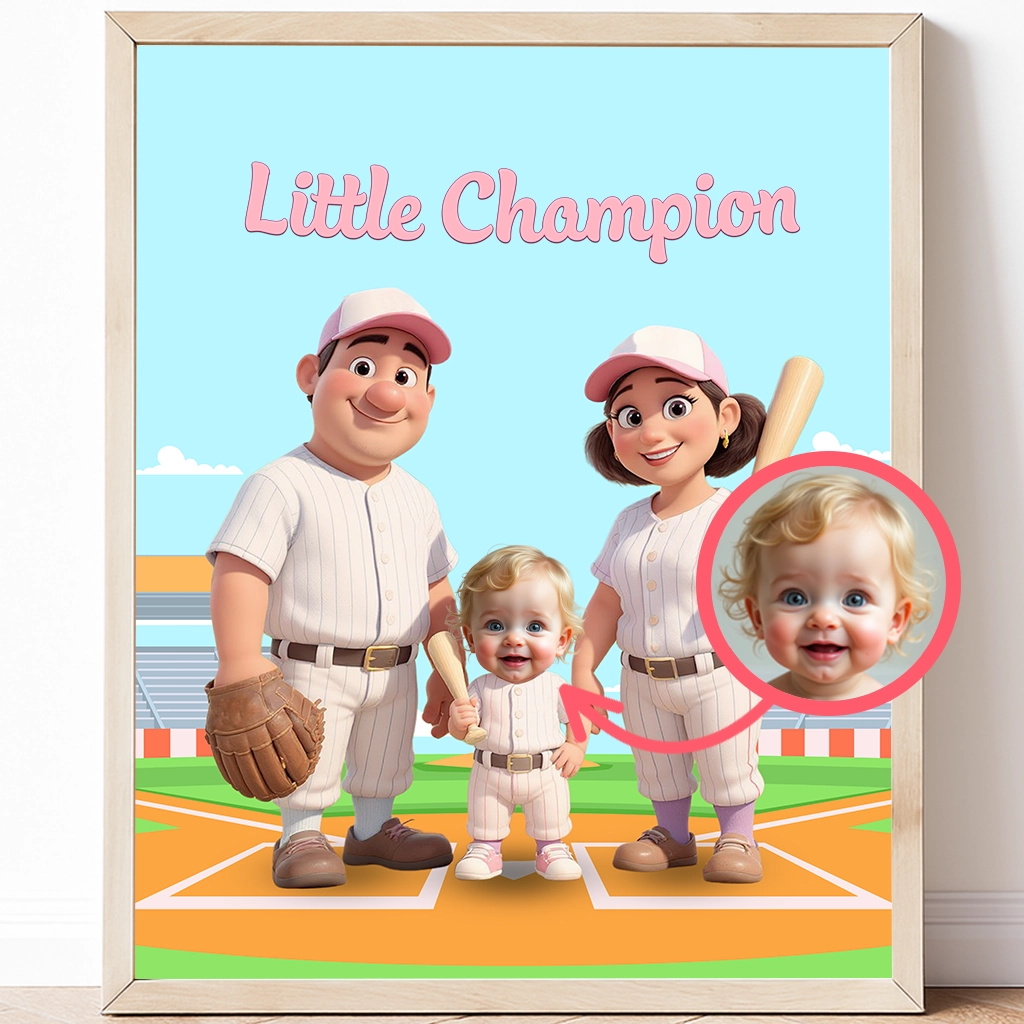 Personalized Family Baseball Canvas Art – Unique Birthday Gifts for Kids