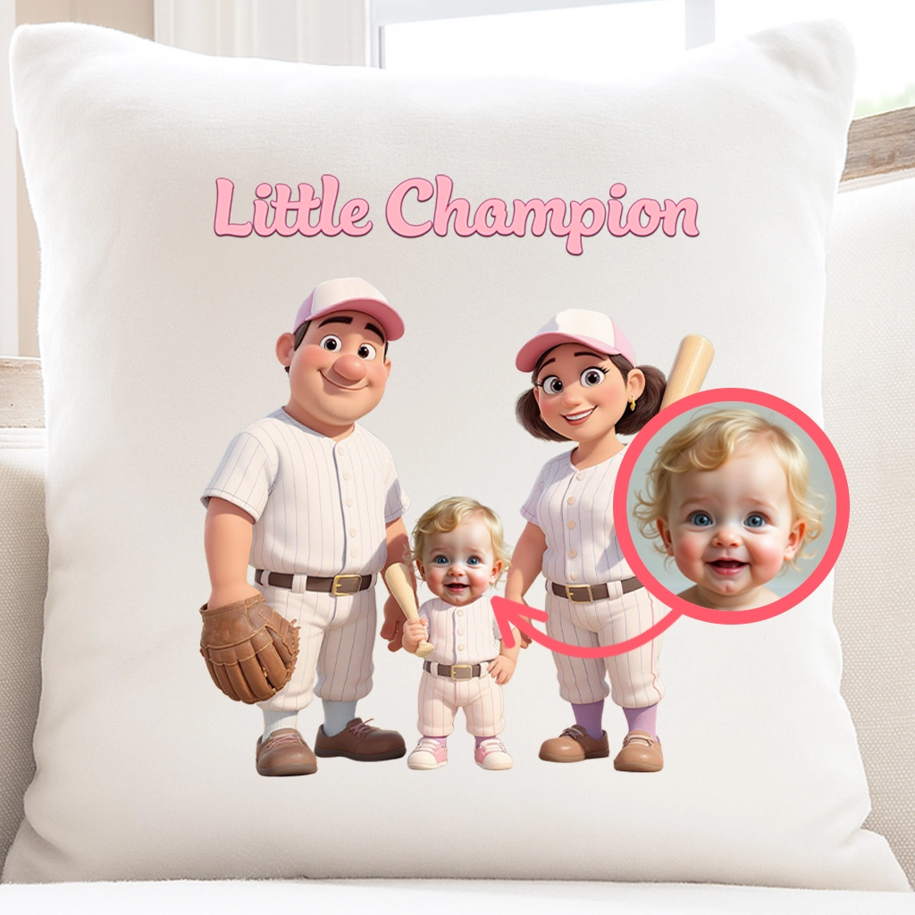 Personalized Family Baseball Pillow Art – Custom Pillow Birthday & Newborn Gifts