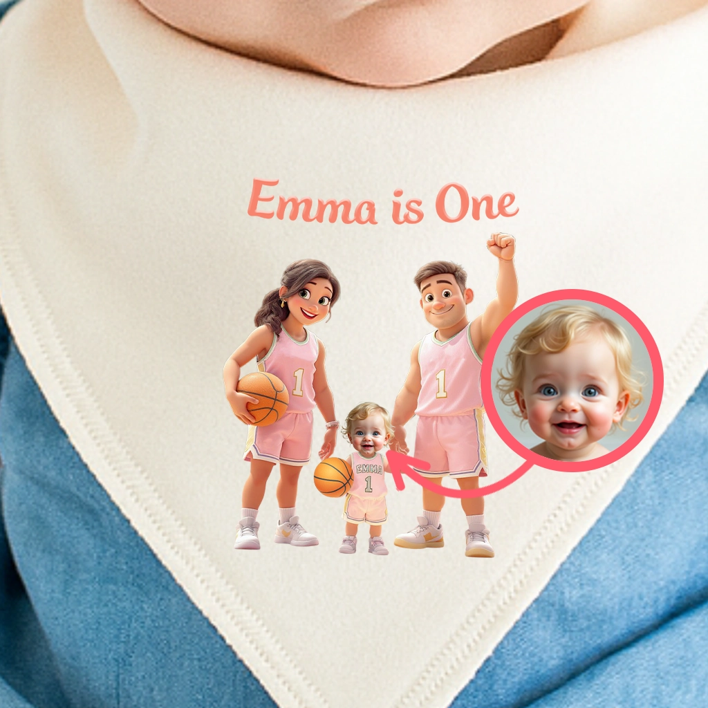 Personalized Family Basketball Baby Bib Art – Customized Special Decor room & Birthday Gifts