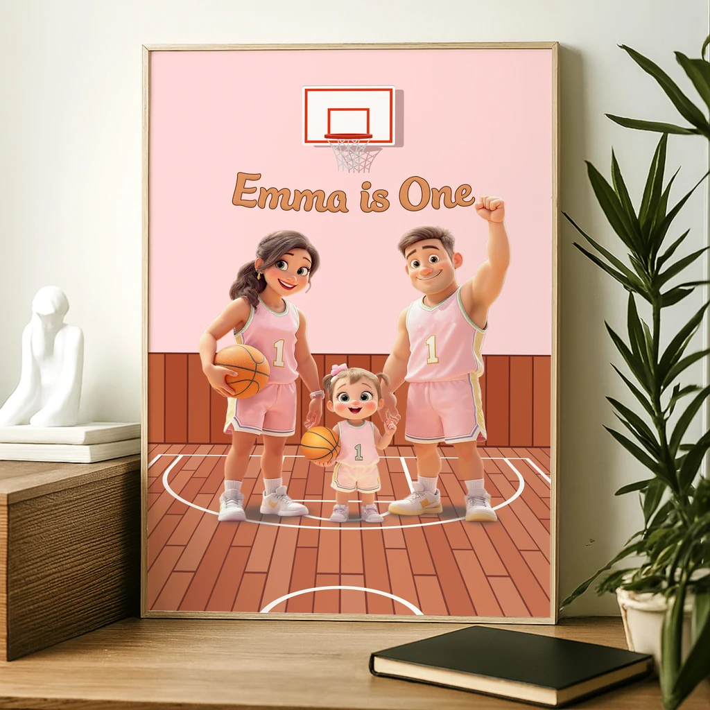 personalized family basketball canvas art