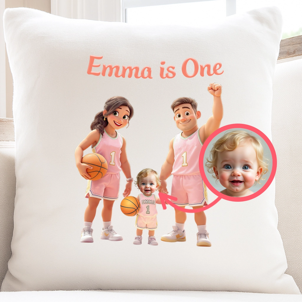 Personalized Family Basketball Pillow Art – Custom Pillow Birthday & Newborn Gifts