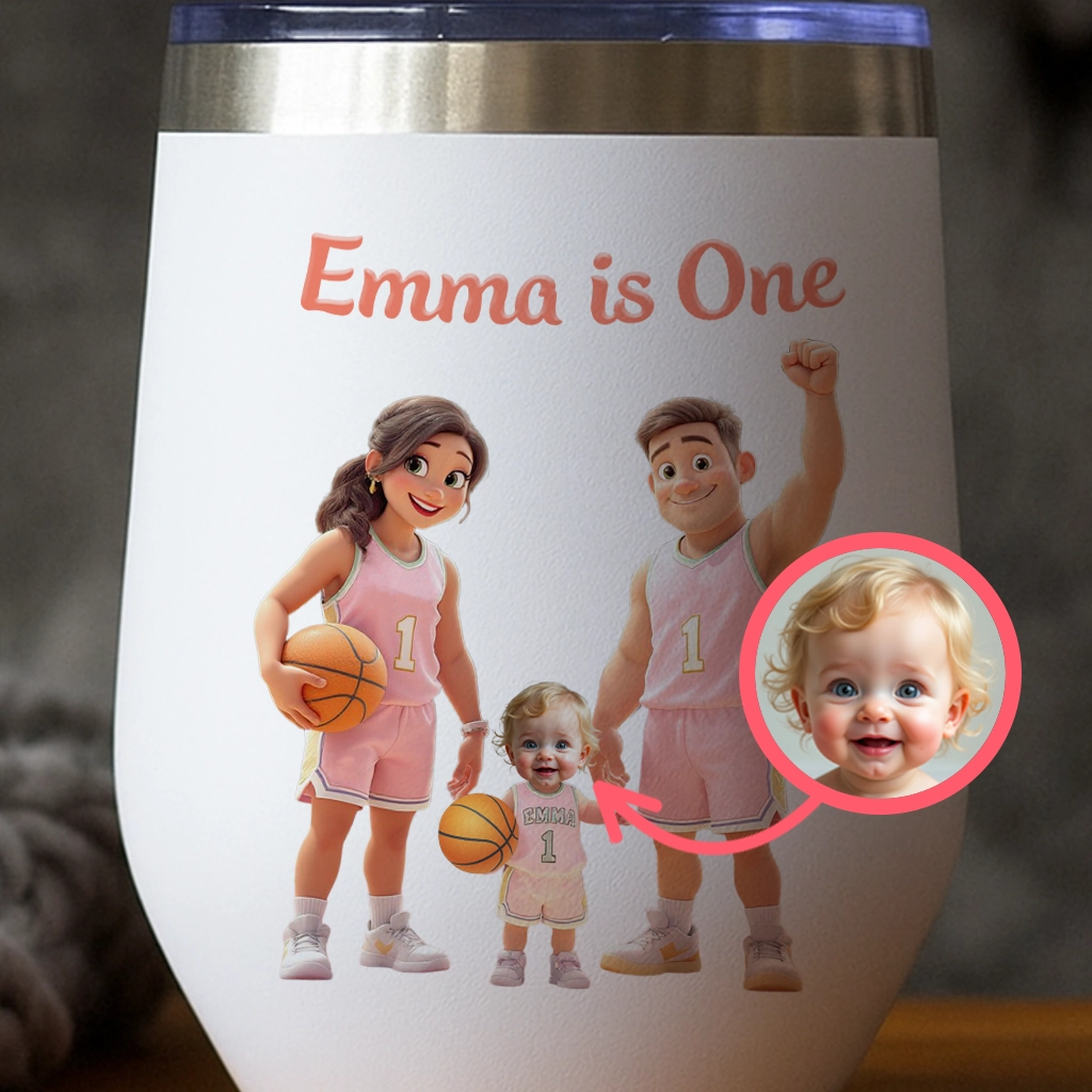 Custom Family Basketball Tumbler for Kids – Personalized Sports Water Bottle Birthday Gift & Room Decor