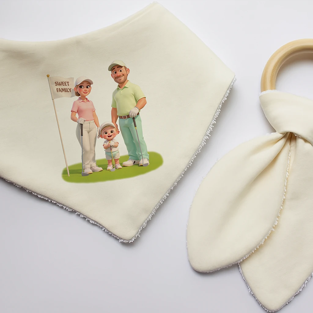 personalized family golf baby bib art
