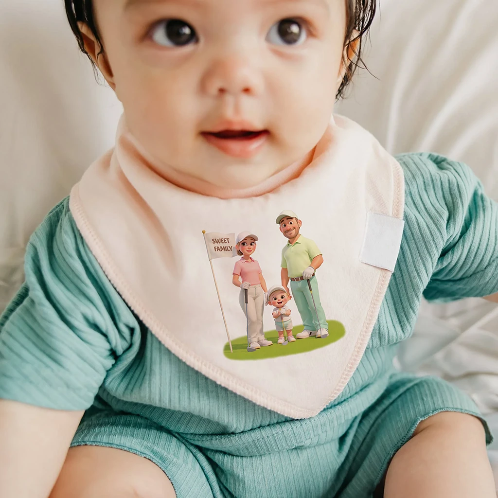 personalized family golf baby bib art