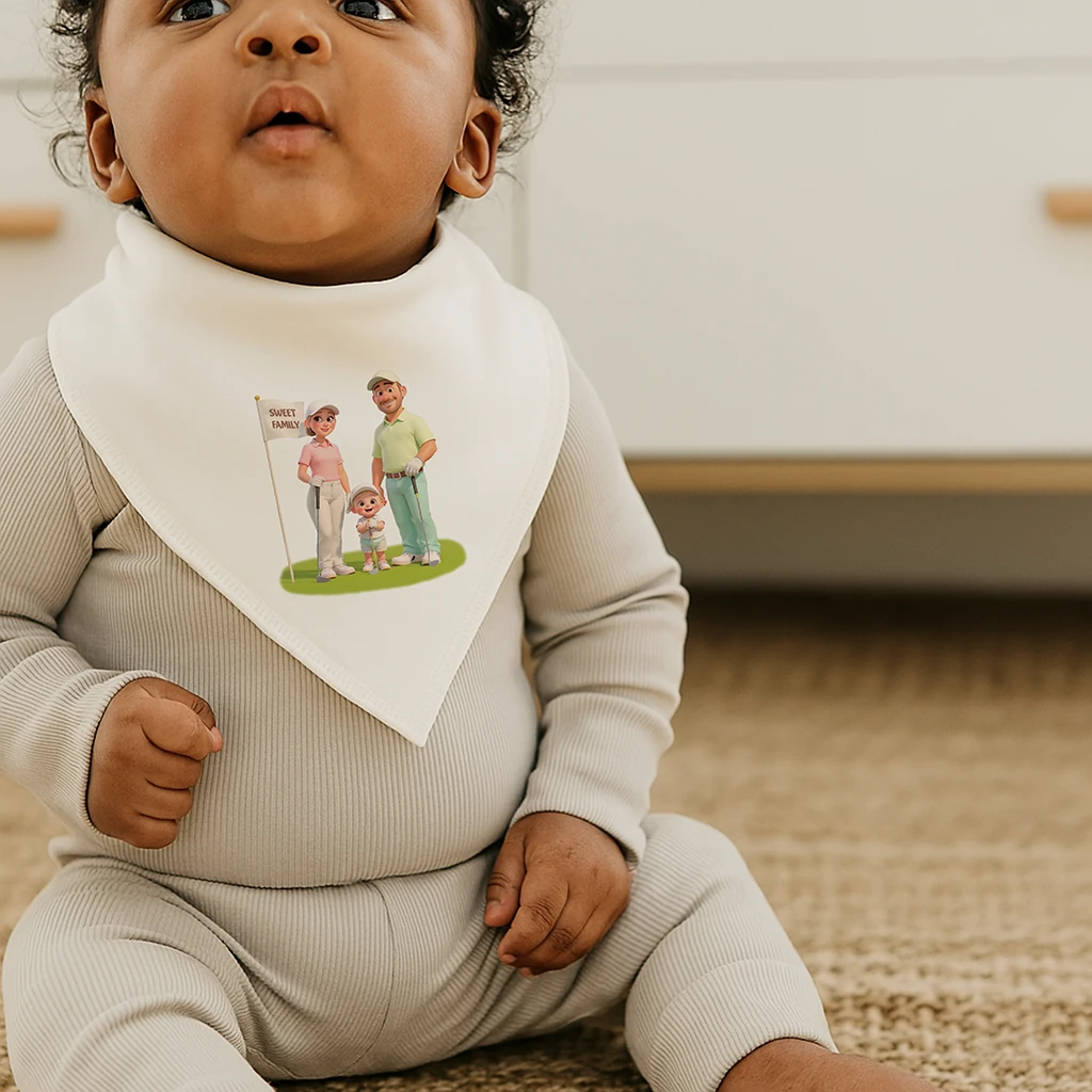 personalized family golf baby bib art