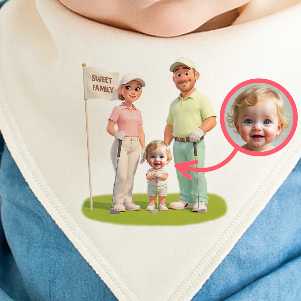 Personalized Family Golf Baby Bib Art – Customized Special Decor room & Birthday Gifts