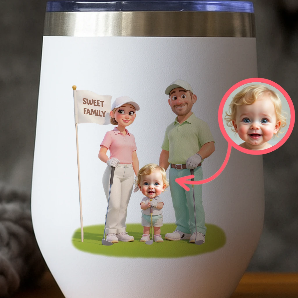 Custom Family Golf Tumbler for Kids – Personalized Sports Water Bottle Birthday Gift & Room Decor