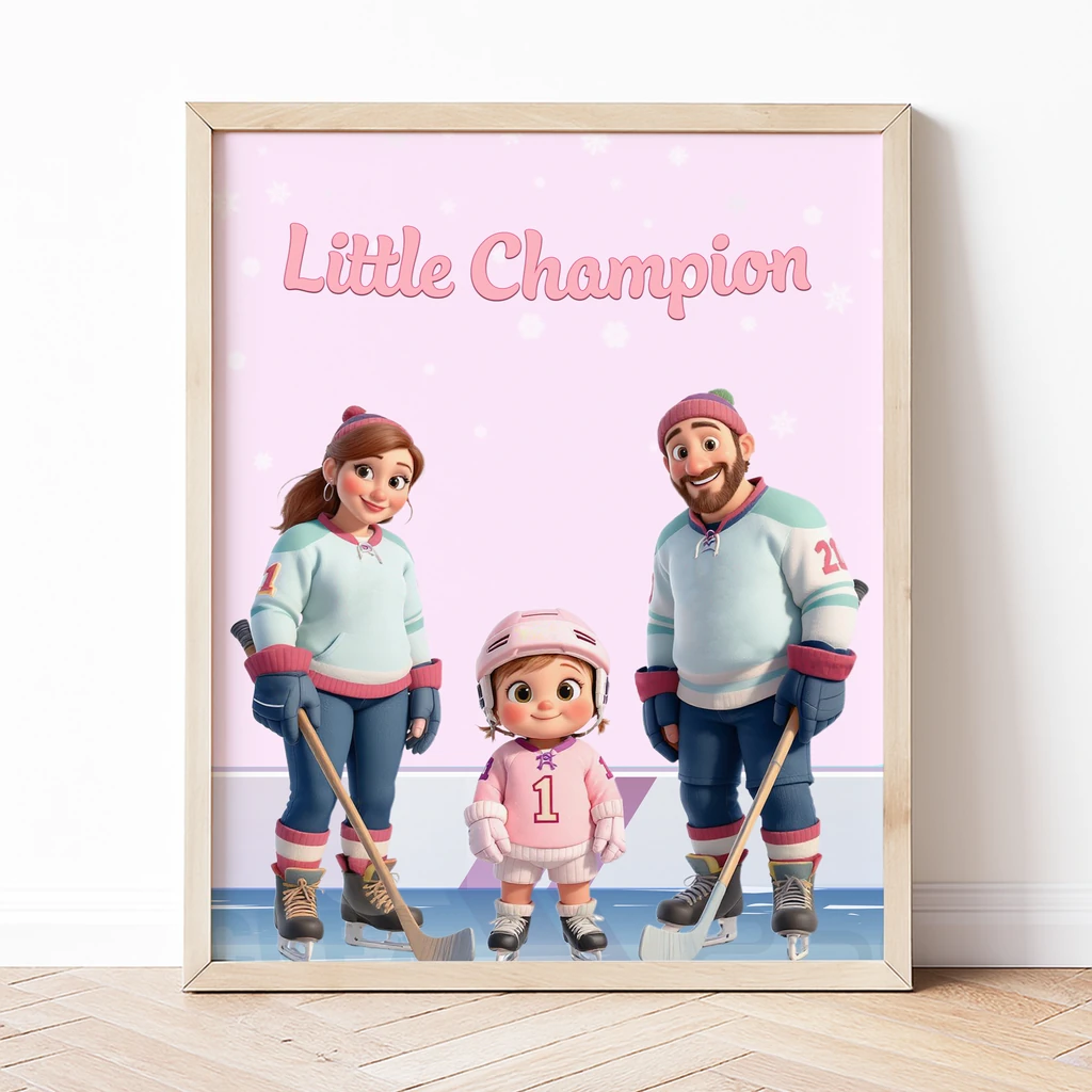 personalized family ice hockey canvas art
