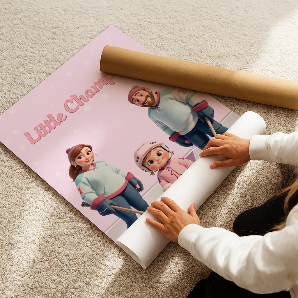 personalized family ice hockey canvas art
