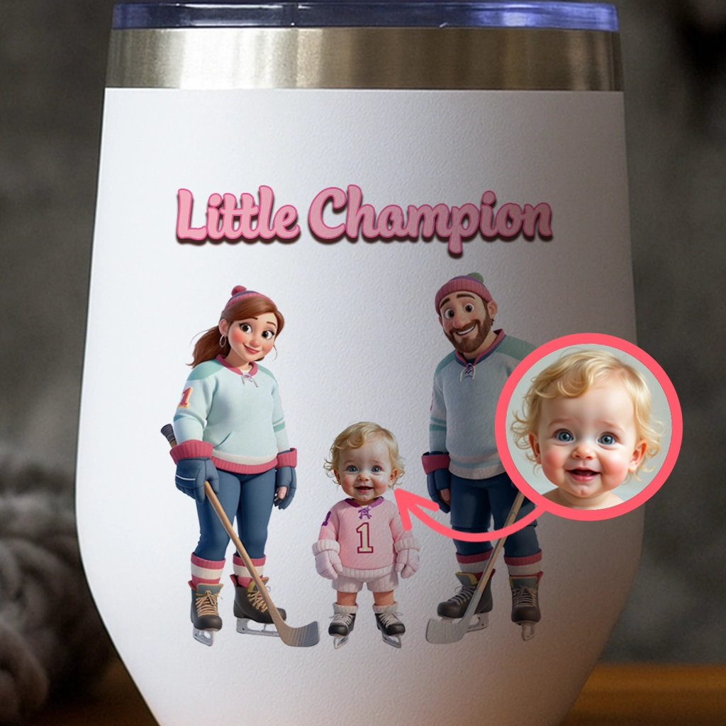 Custom Family Ice Hockey Tumbler for Kids – Personalized Sports Water Bottle Birthday Gift & Room Decor