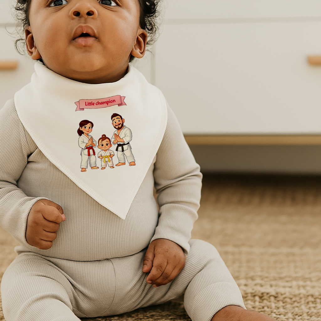 personalized family martial arts baby bib art