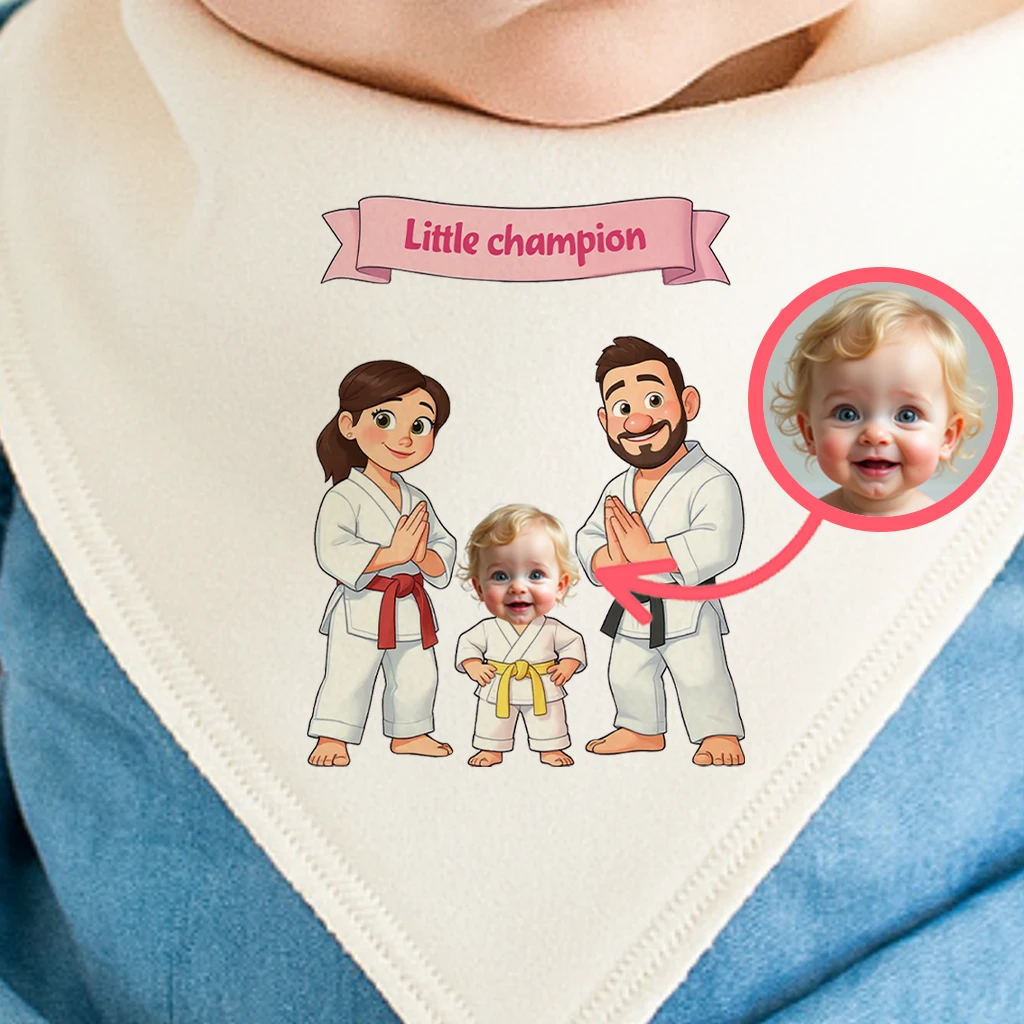 Personalized Family Martial Arts Baby Bib Art – Customized Special Decor room & Birthday Gifts