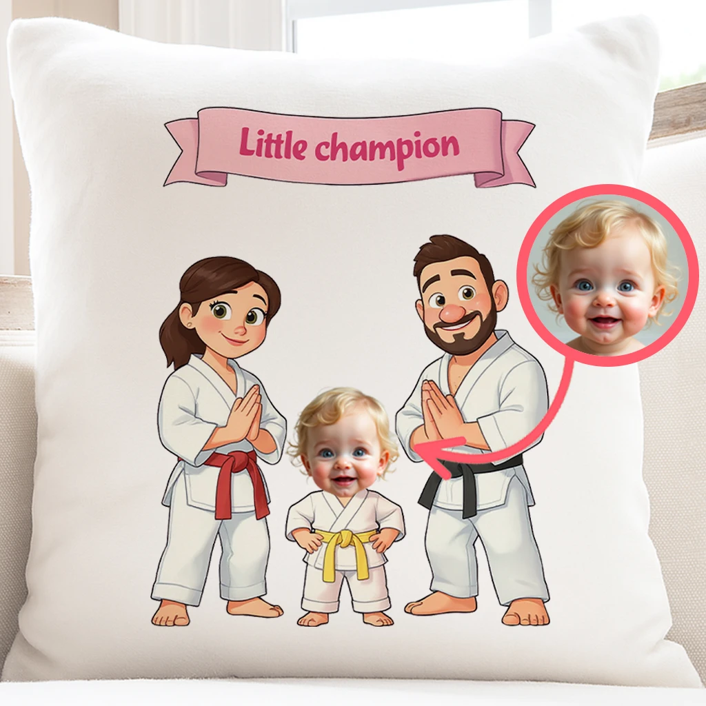 Personalized Family Martial Arts Pillow Art – Custom Pillow Birthday & Newborn Gifts