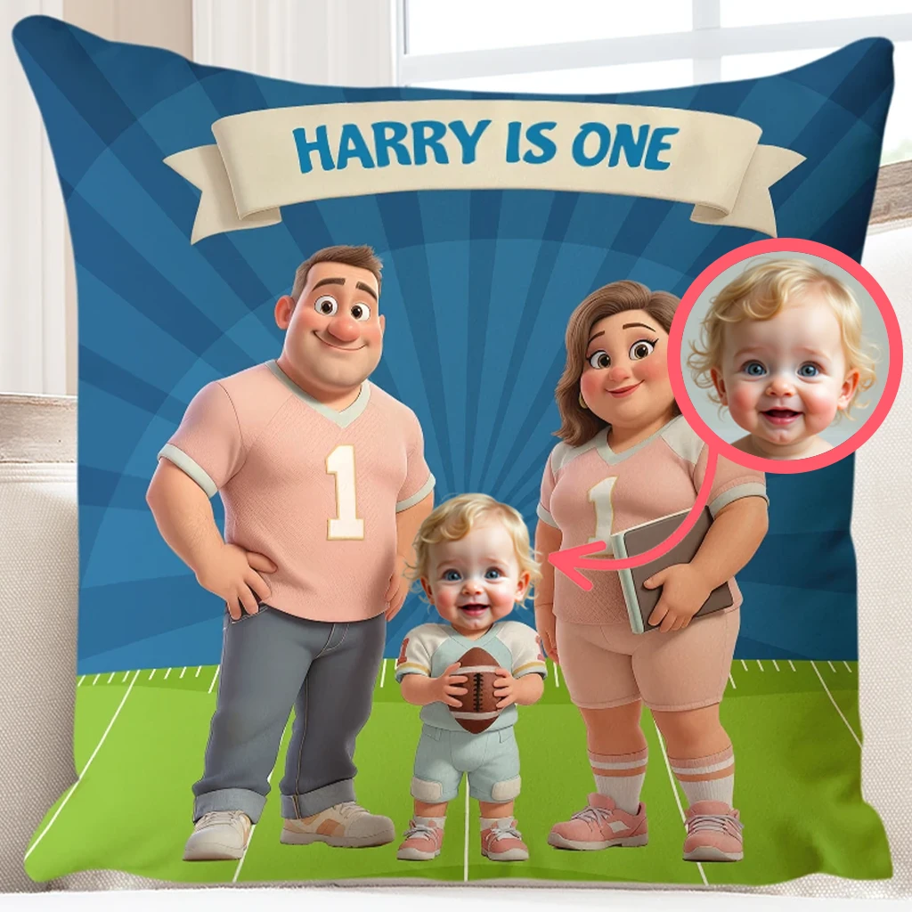 Personalized Family Rugby Pillow Art – Custom Pillow Birthday & Newborn Gifts