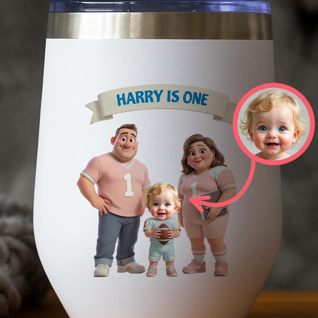 Custom Family Rugby Tumbler for Kids – Personalized Sports Water Bottle Birthday Gift & Room Decor