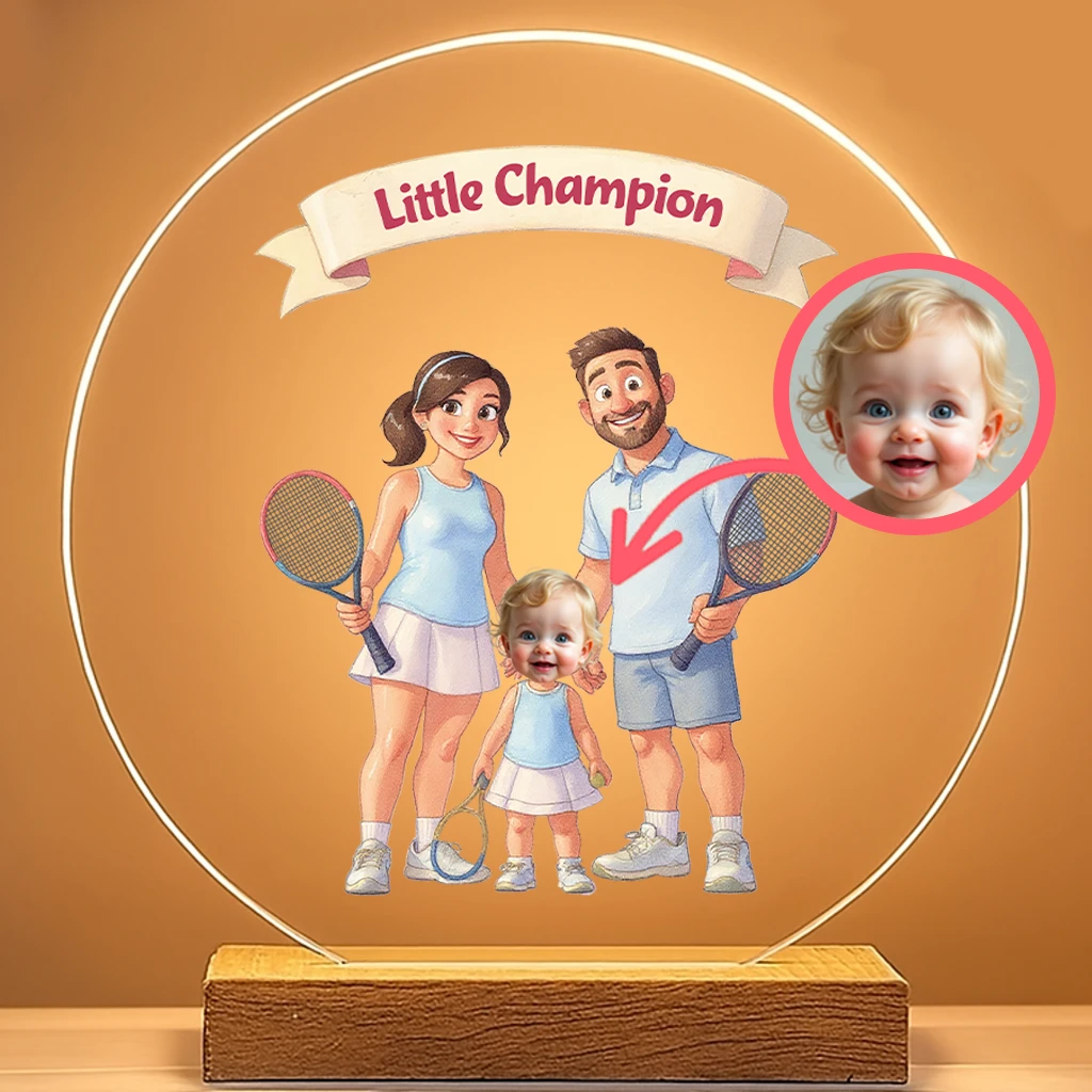 Personalized Family Tennis Nightlight for Kids – A Loving Light for Your Little Sunshine – Custom Sports NightLight