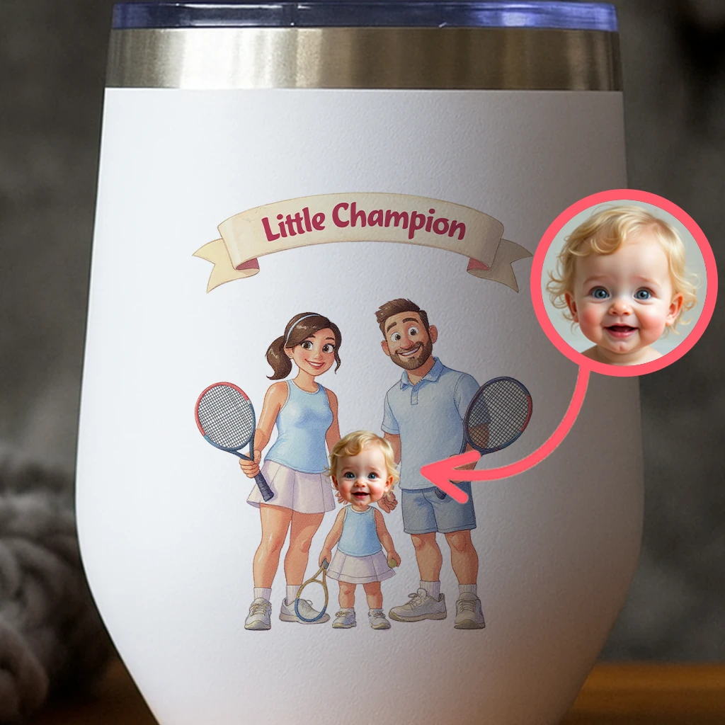 Custom Family Tennis Tumbler for Kids – Personalized Sports Water Bottle Birthday Gift & Room Decor