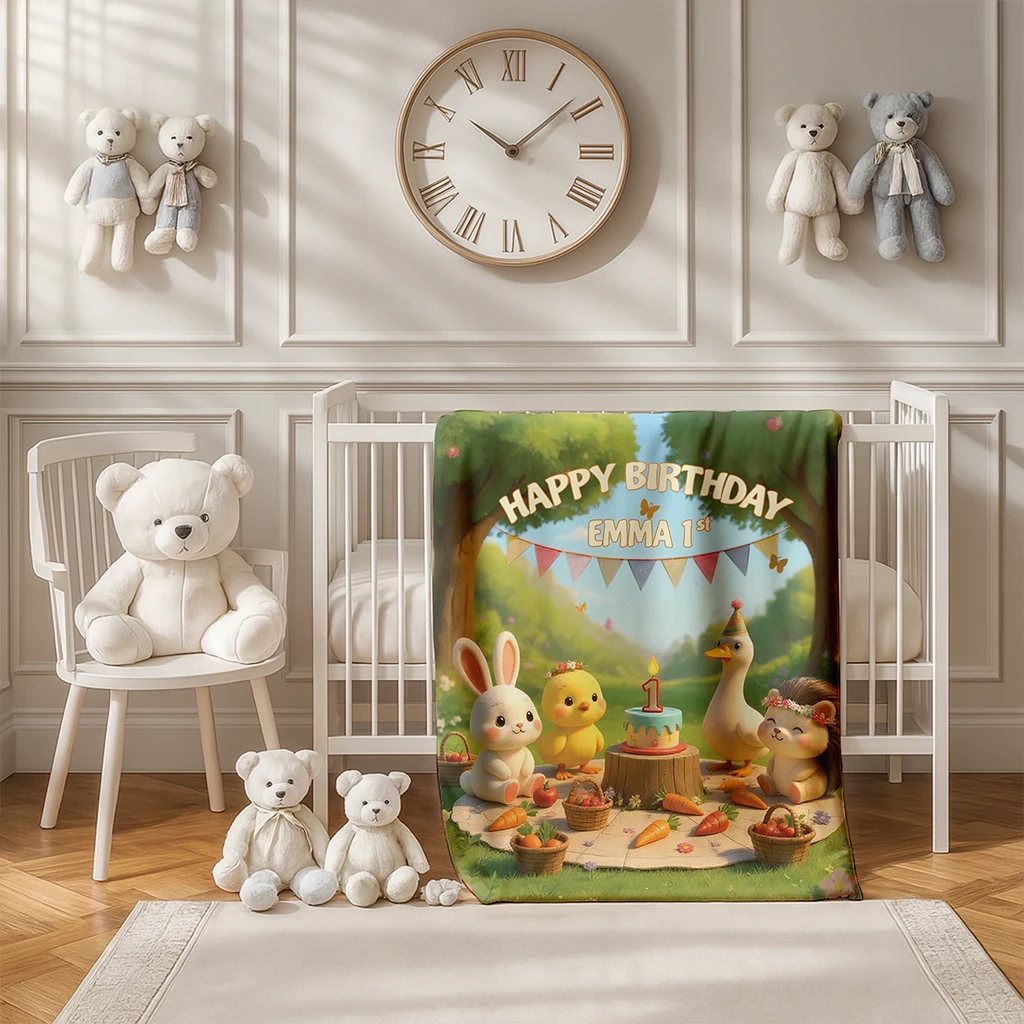 Personalized Farm Picnic Blanket Gifts – Custom Farm Blanket for Baby – Unique Birthday Gift for Kids