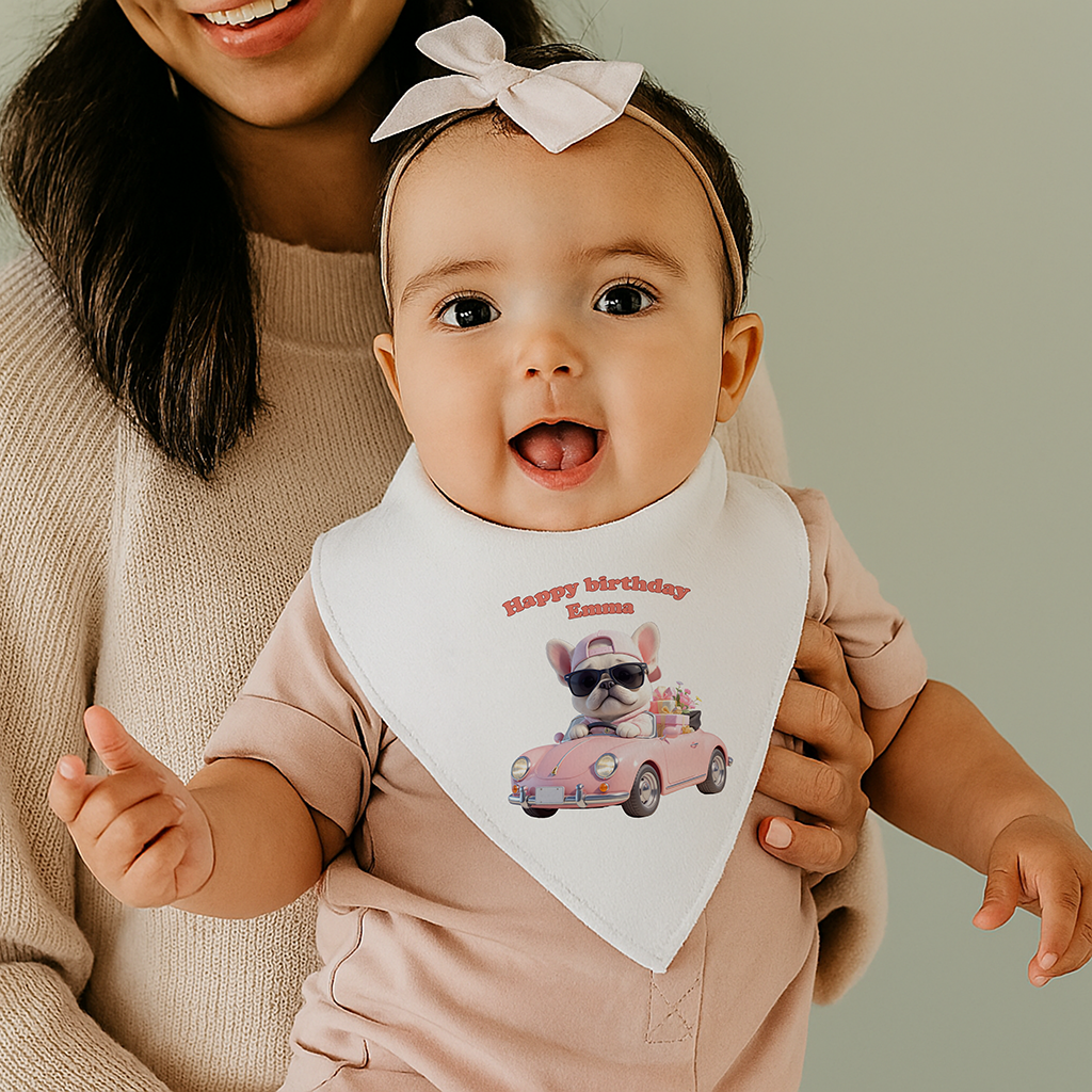 Personalized French Bulldog Baby Bib Art – Special Personalized Pet Baby Bib Painting for Kids – Custom Gift for Birthday