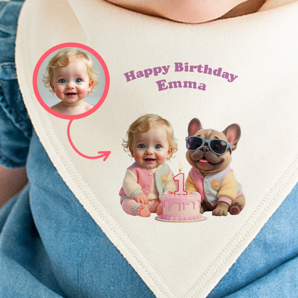Personalized French Bulldog Baby Bib for Kids – Special Personalized Pet Baby Bib Painting for Kids – Custom Gift for Birthday