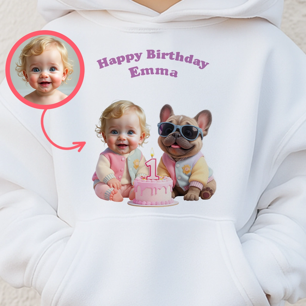 Personalized French Bulldog Hoodie for Kids – Special Personalized Pet Hoodie Painting for Kids – Custom Gift for Birthday
