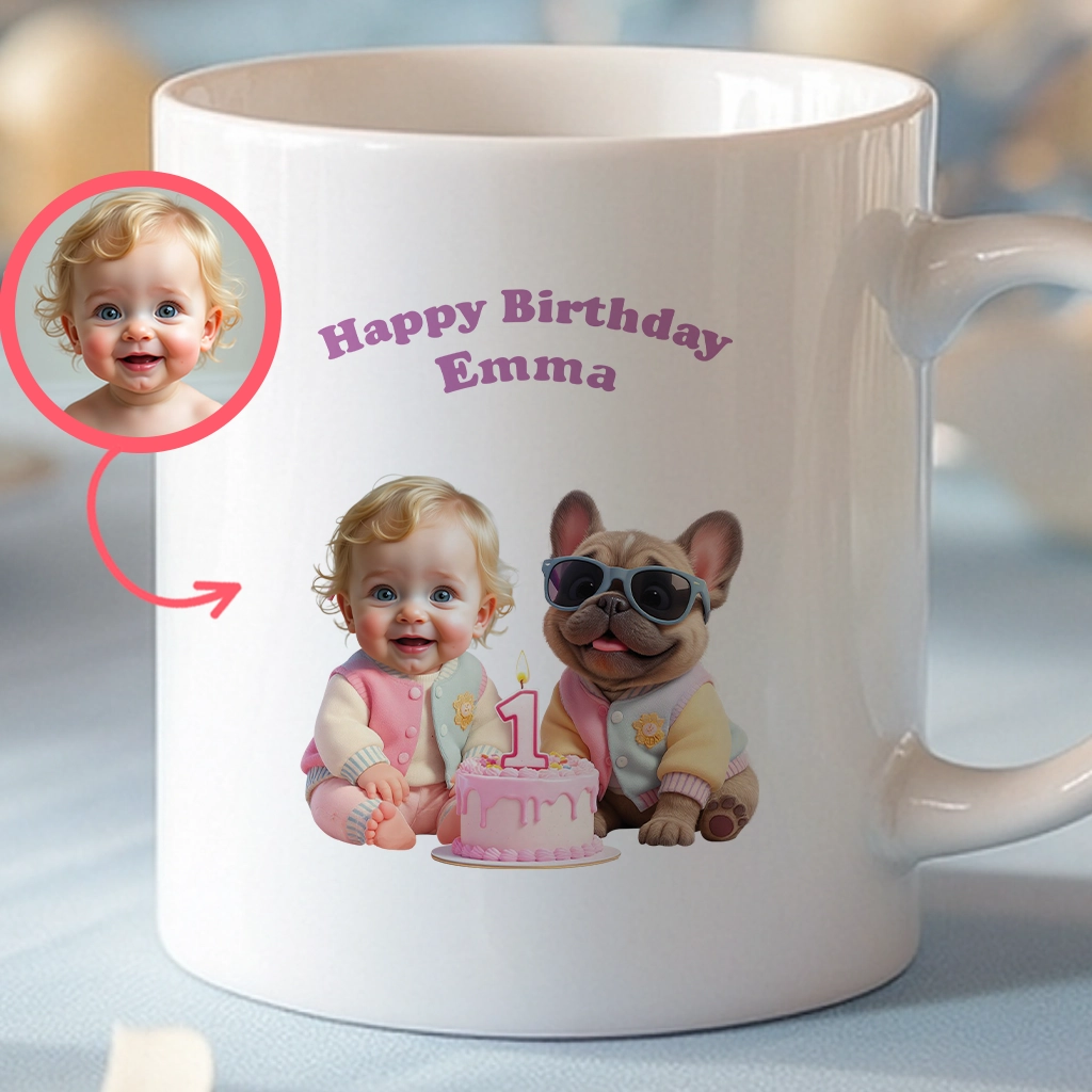 Personalized French Bulldog Mug for Kids – Special Personalized Pet Mug Painting for Kids – Custom Gift for Birthday