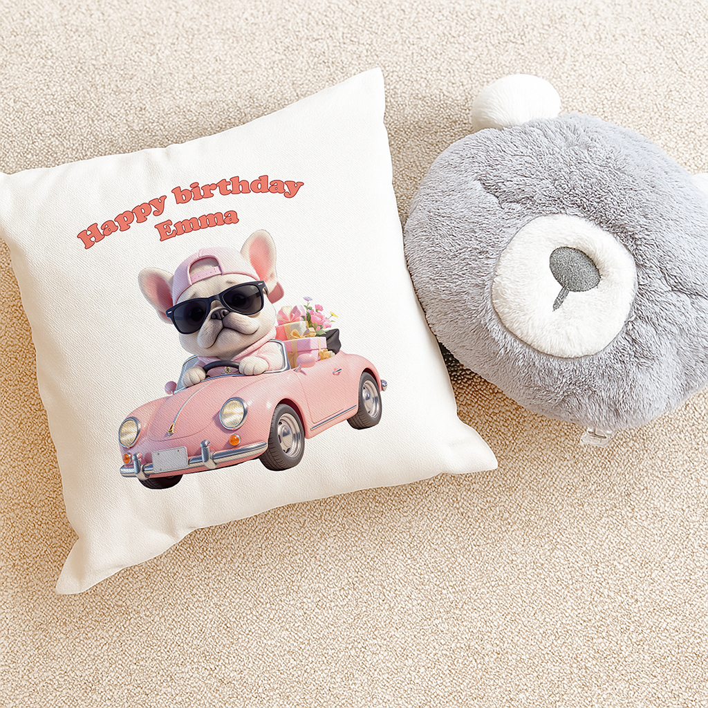 Personalized French Bulldog Pillow Art – Special Personalized Pet Pillow Painting for Kids – Custom Gift for Birthday