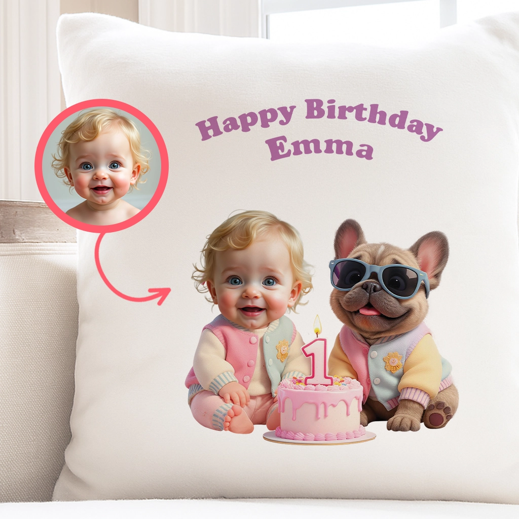 Personalized French Bulldog Pillow for Kids – Special Personalized Pet Pillow Painting for Kids – Custom Gift for Birthday