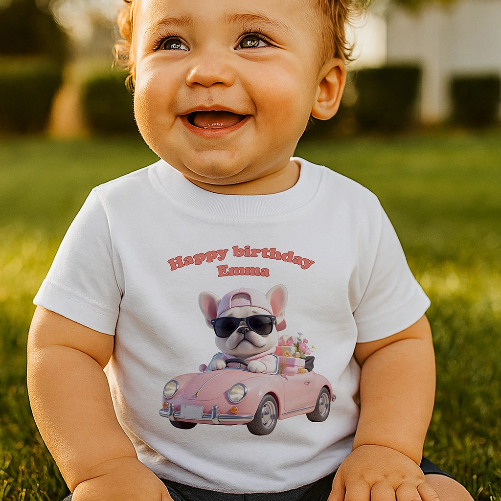 Personalized French Bulldog T-shirt Art – Special Personalized Pet T-shirt Painting for Kids – Custom Gift for Birthday