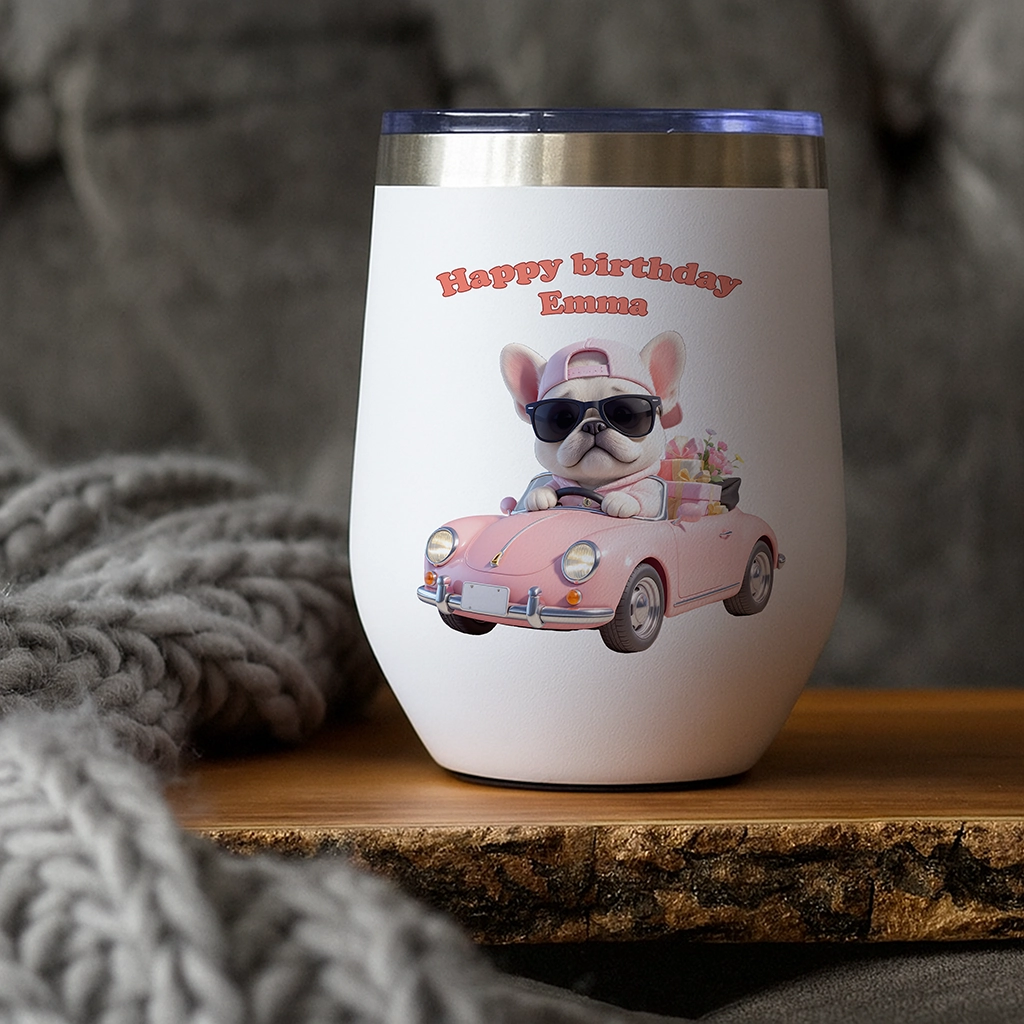 Personalized French Bulldog Tumbler Art – Special Personalized Pet Tumbler Painting for Kids – Custom Gift for Birthday