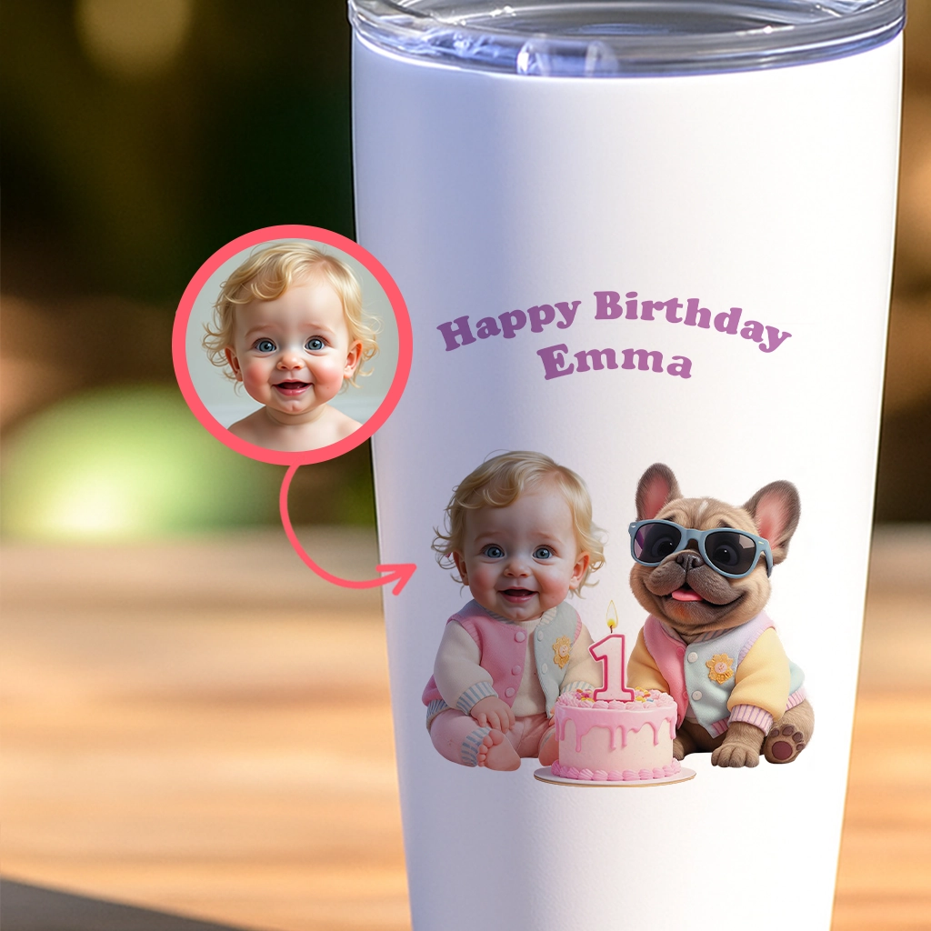 Personalized French Bulldog Tumbler for Kids – Special Personalized Pet Tumbler Painting for Kids – Custom Gift for Birthday