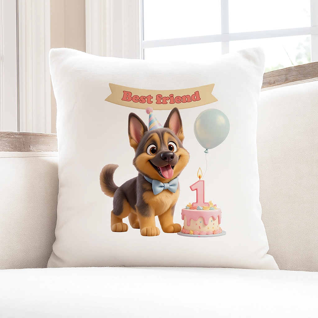 Personalized German Shepherd Pillow Art – Special Personalized Pet Pillow Painting for Kids – Custom Gift for Birthday