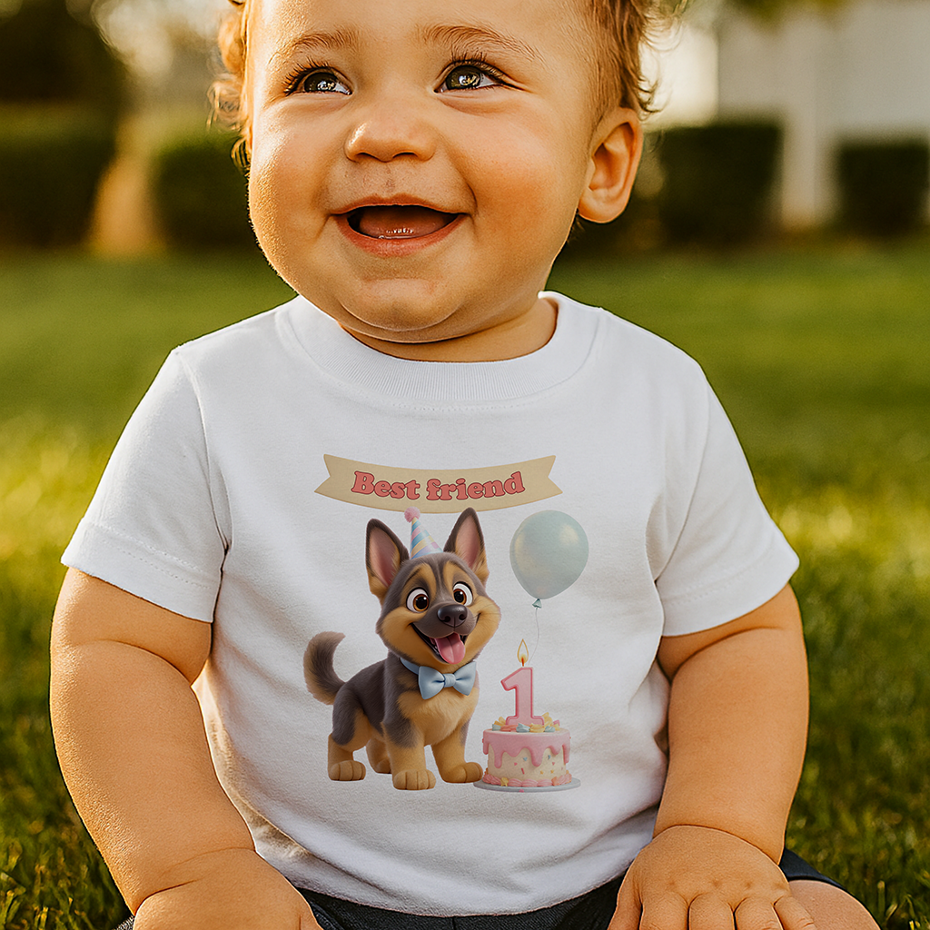 Personalized German Shepherd T-shirt Art – Special Personalized Pet T-shirt Painting for Kids – Custom Gift for Birthday
