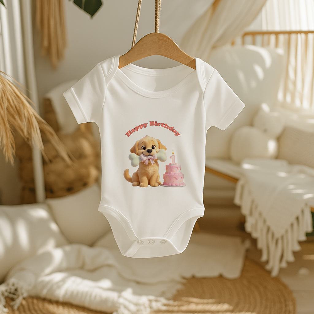 Personalized Golden Retriever Baby Onesie Art – Unique Birthday Gifts for Kids – Custom Pet Gift for Baby