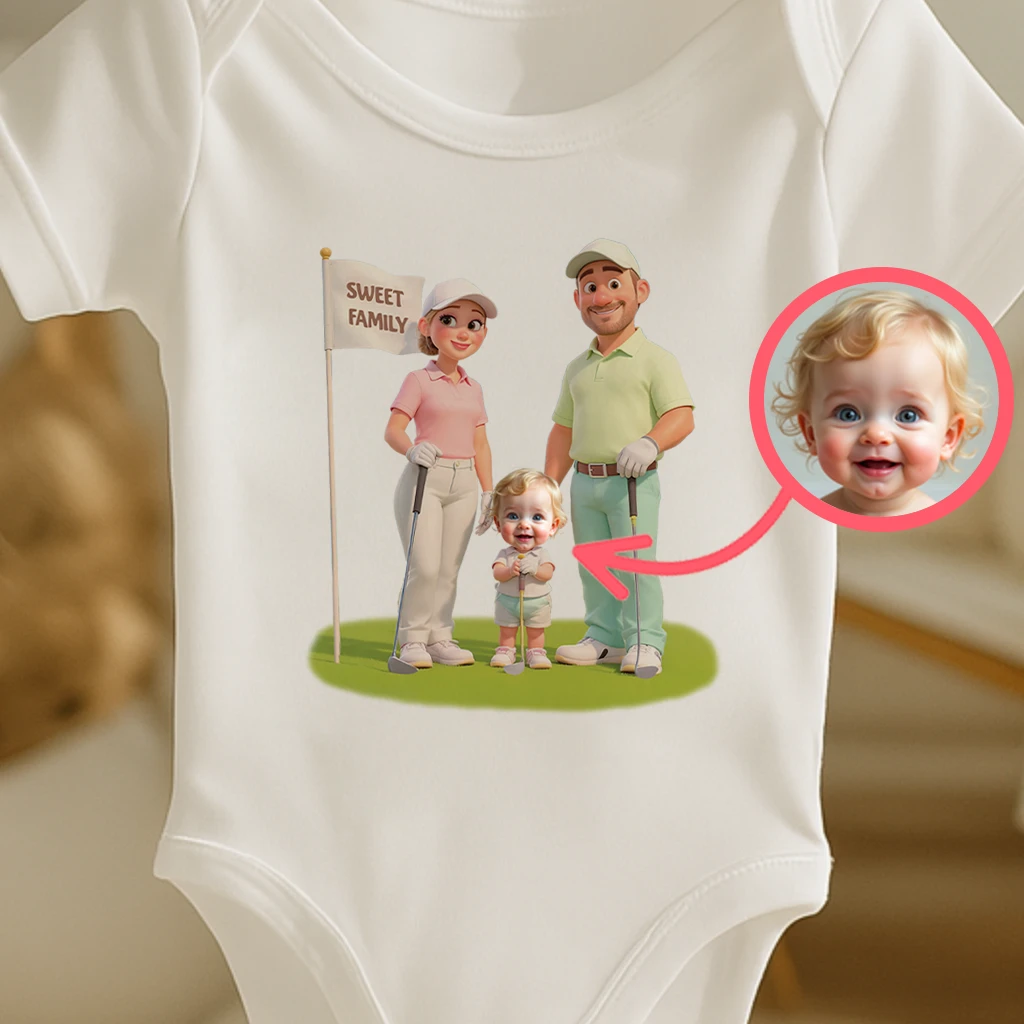 Personalized Golf Family Baby Onesie Art – Special Decor room & Birthday Gifts for Kids