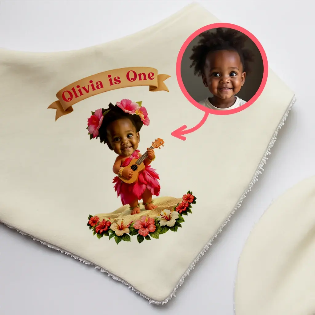 Personalized Hibiscus Baby Bib for Kids| Little Tropical Explorer Island Paradise Dreams Customized Special Decor Room & Birthday Gifts