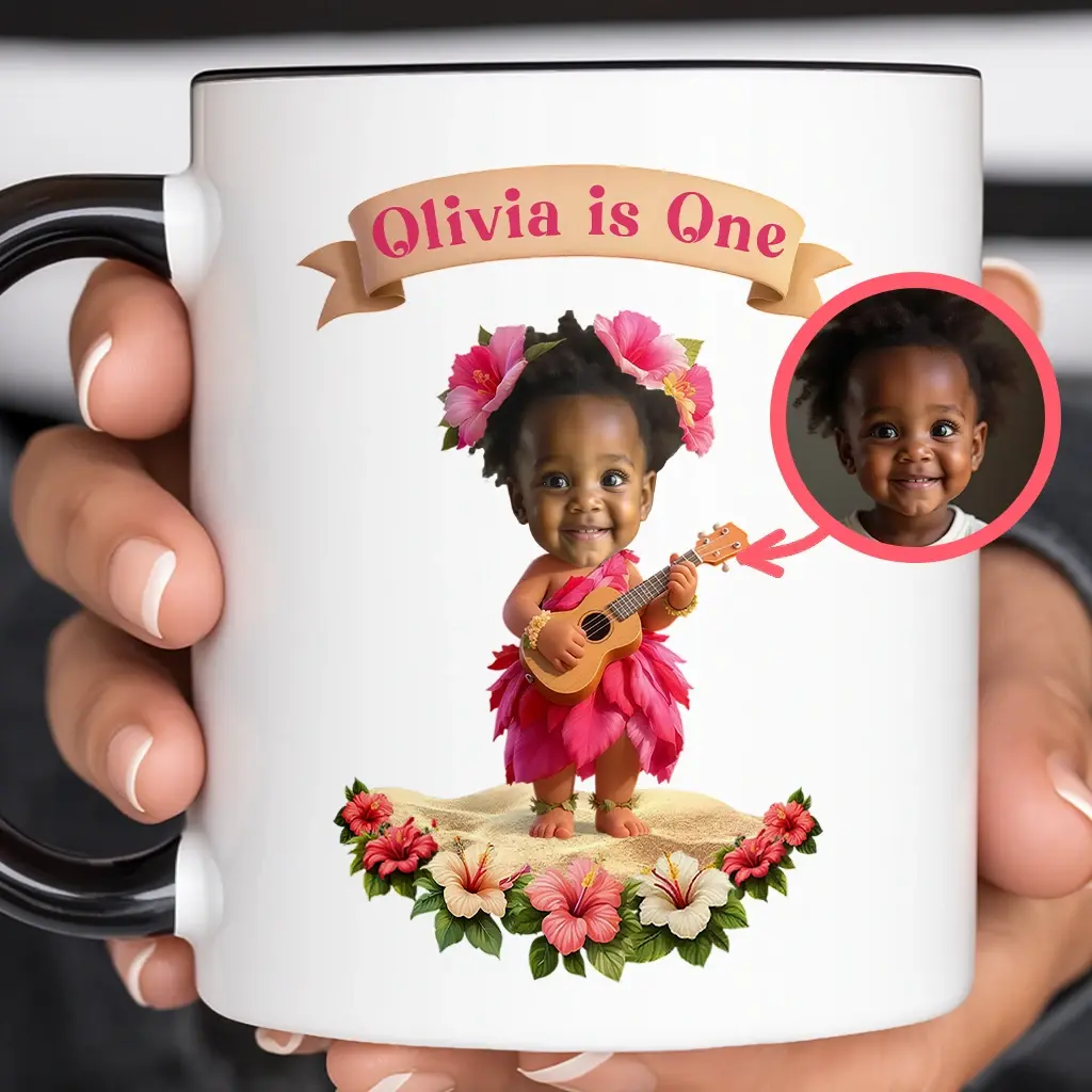 Personalized Hibiscus Mug for Kids | A Cheerful Gift for Little Beach Lovers | Fun & Colorful Drinkware