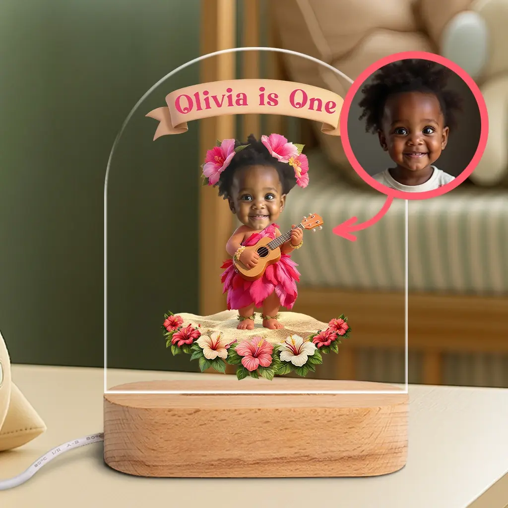 Personalized Hibiscus Nightlight for Kids | A Sunny Gift for Sweet Summer Dreams | Safe LED Bedside Lamp