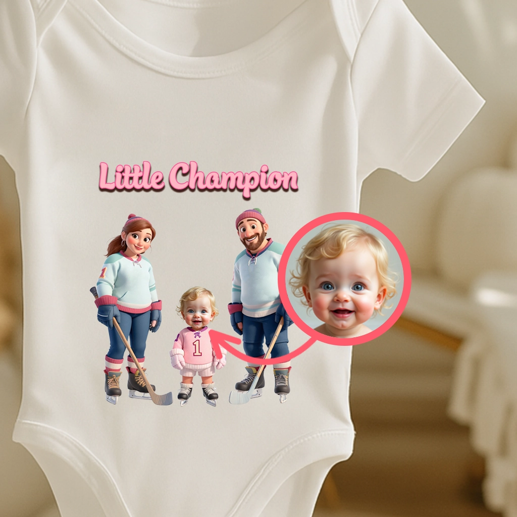 Personalized Ice Hockey Family Baby Onesie Art – Special Decor room & Birthday Gifts for Kids